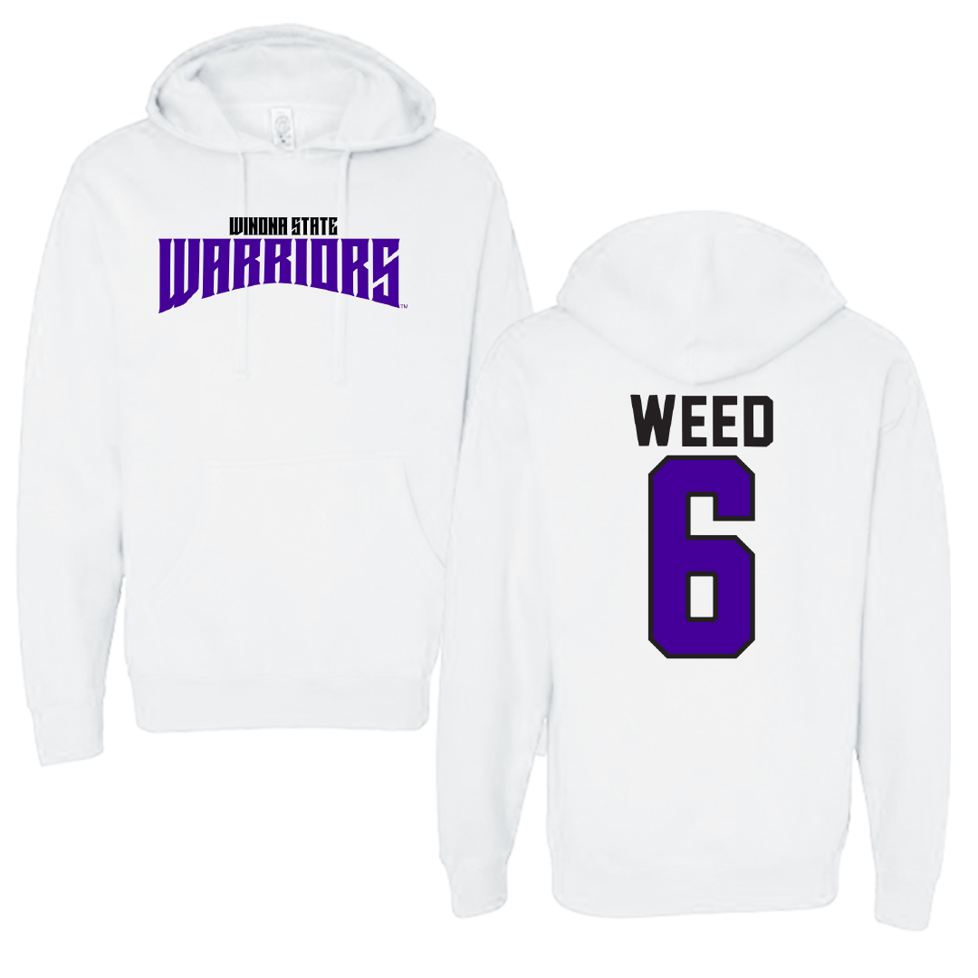 Winona State University Baseball White Classic Hoodie - #6 Connor Weed
