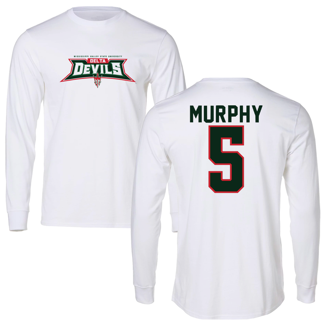 Mississippi Valley State University Basketball White Long Sleeve - #5 Jaeda Murphy