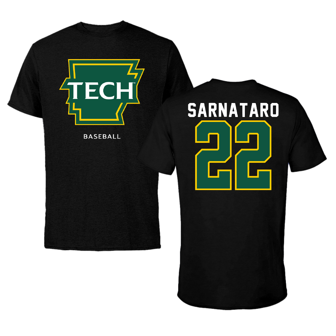 Arkansas Tech University Baseball Black Performance Tee - #22 Leo Sarnataro
