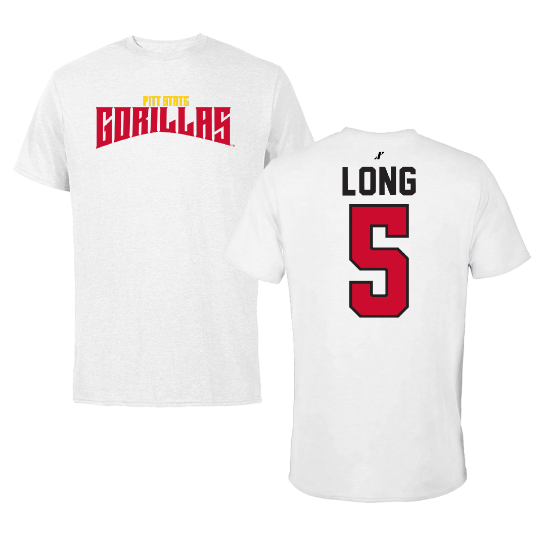 Pittsburg State University Baseball White Classic Performance Tee - #5 Cason Long