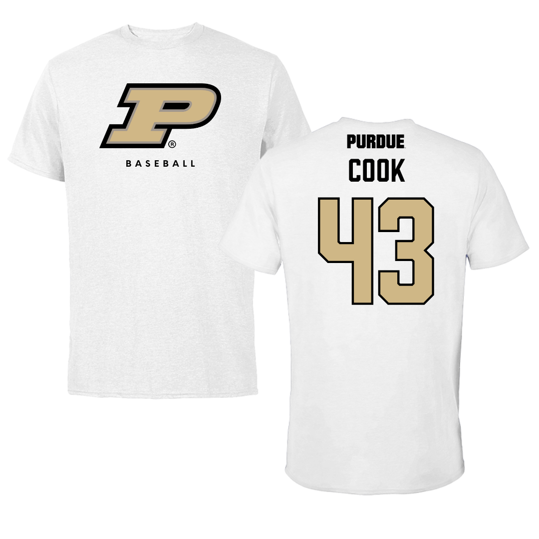 Purdue University Baseball White Performance Tee - #43 Avery Cook