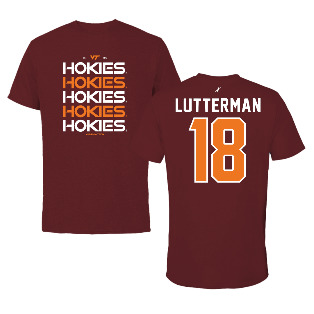 Virginia Tech Baseball Maroon General Tee - #18 Hudson Lutterman
