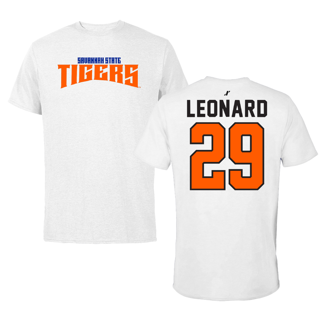 Savannah State University Football White Classic Tee - #29 Cameron Leonard