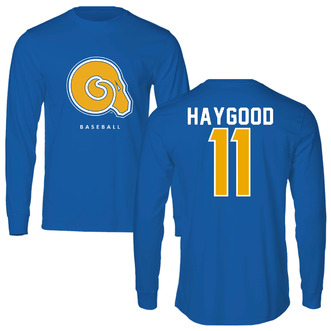 Albany State University Baseball Blue Long Sleeve - #11 Isaiah Haygood