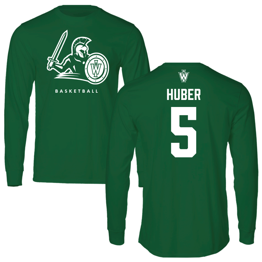 Illinois Wesleyan University Basketball Kelly Green Performance Long Sleeve - #5 Lauren Huber