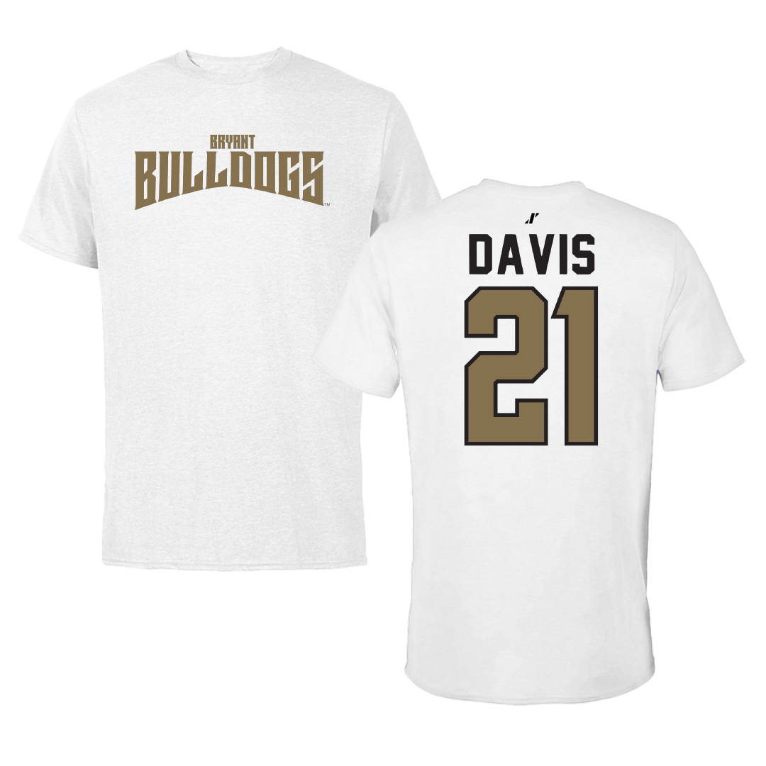 Bryant University Basketball White Classic Performance Tee - #21 Aaron Davis