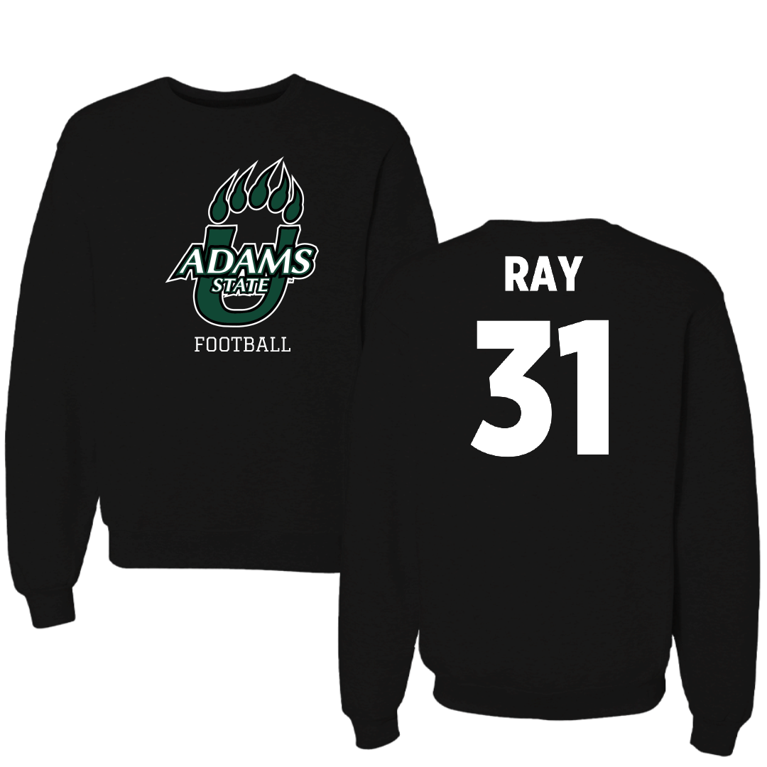 Adams State University Football Black State Crewneck - #31 Zach Ray