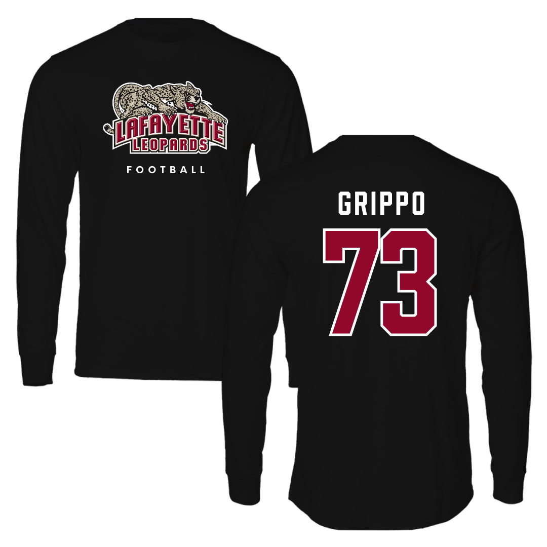 Lafayette College Football Black Performance Long Sleeve - #73 Thomas Grippo