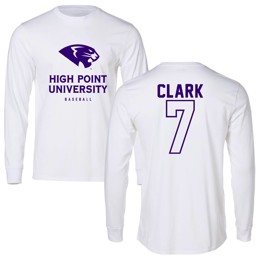 High Point University Baseball White Performance Long Sleeve - #7 Jack Clark
