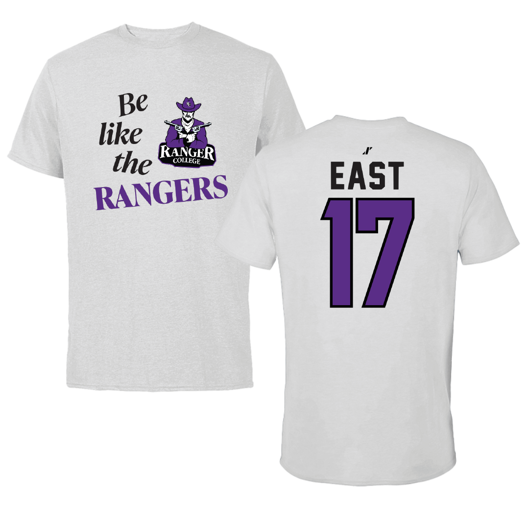 Ranger College Baseball Light Gray Be Like Us Performance Tee - #17 Trajan East
