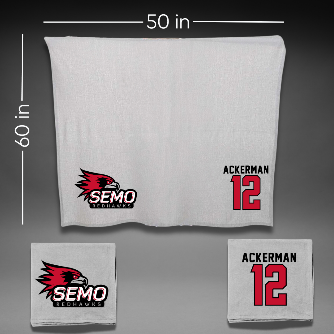 Southeast Missouri State University Baseball Gray Blanket - #12 Nolan Ackerman