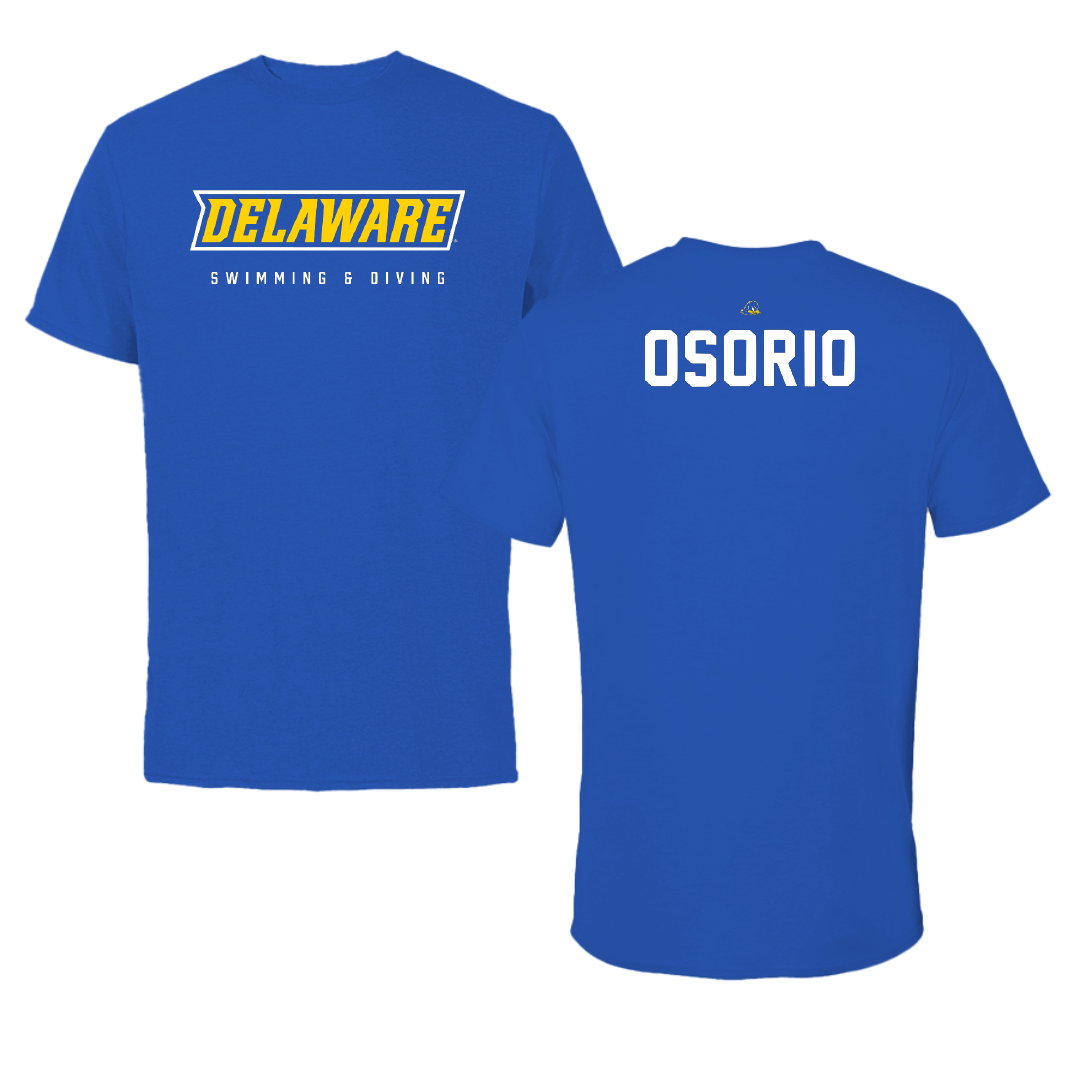 University of Delaware Swimming & Diving Blue Block Performance Tee - Manuel Osorio
