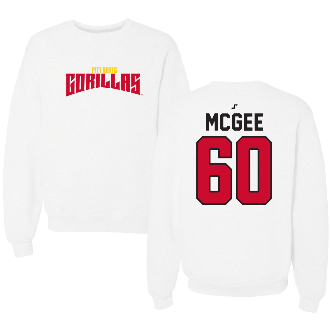 Pittsburg State University Football White Classic Crewneck - #60 Levi McGee