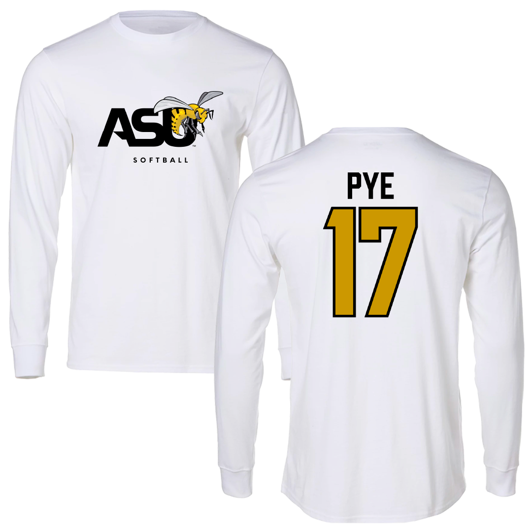 Alabama State University Softball White Performance Long Sleeve - #17 Ashley Pye