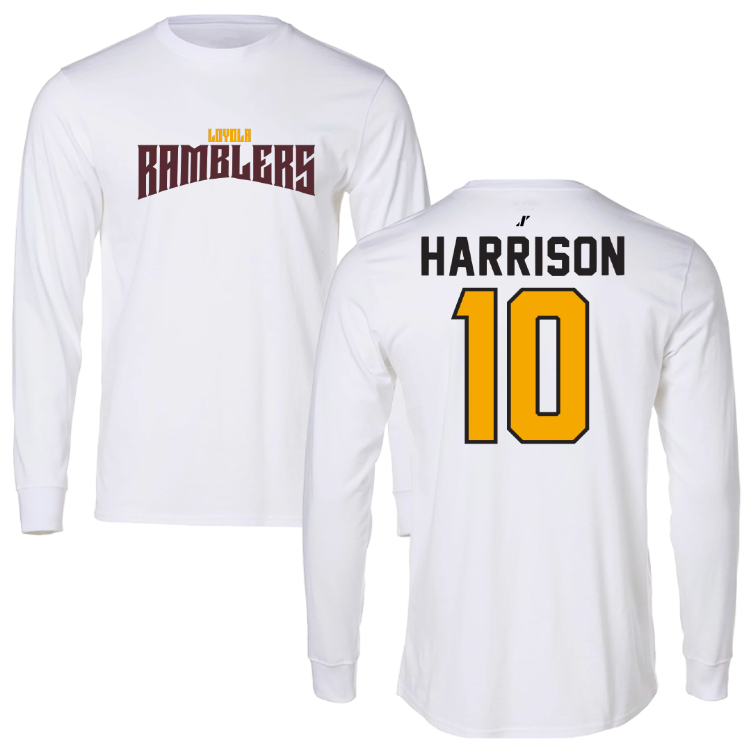 Loyola University-Chicago Soccer White Classic Performance Long Sleeve - #10 Taylor Harrison