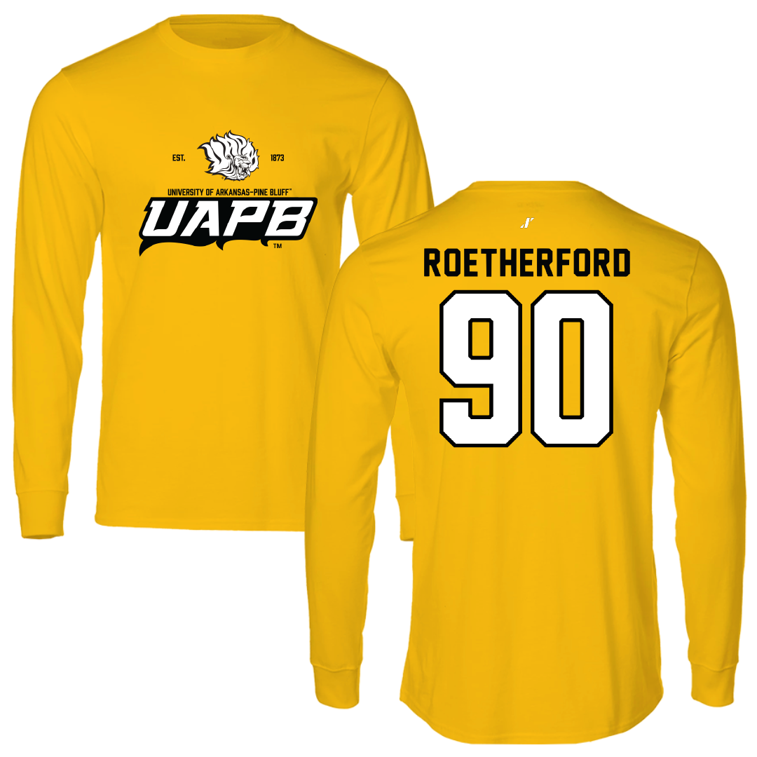 University of Arkansas-Pine Bluff Football Gold General Long Sleeve - #90 Cameron Roetherford