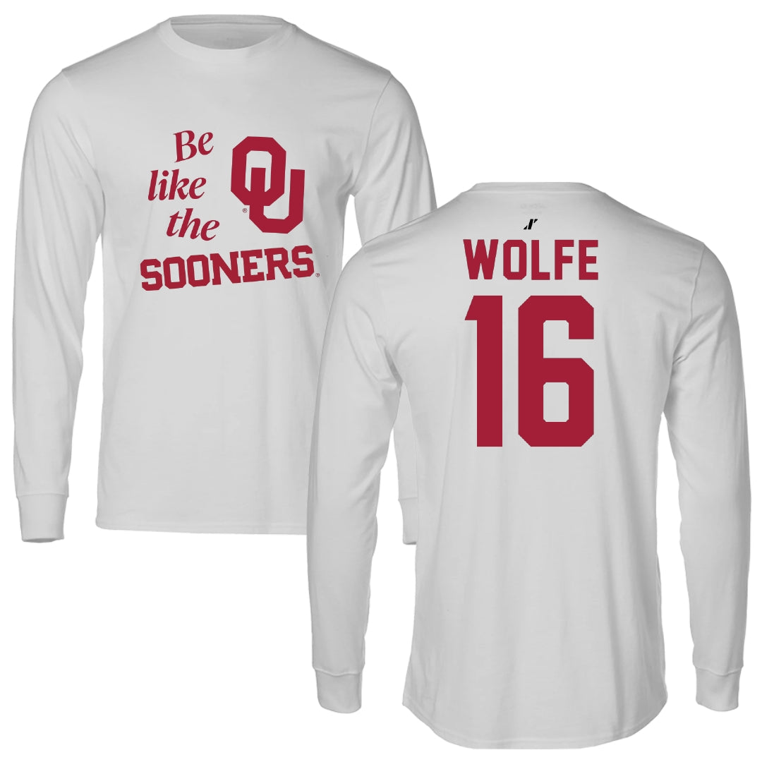 University of Oklahoma Soccer Light Gray Be Like Us Long Sleeve - #16 Dani Wolfe
