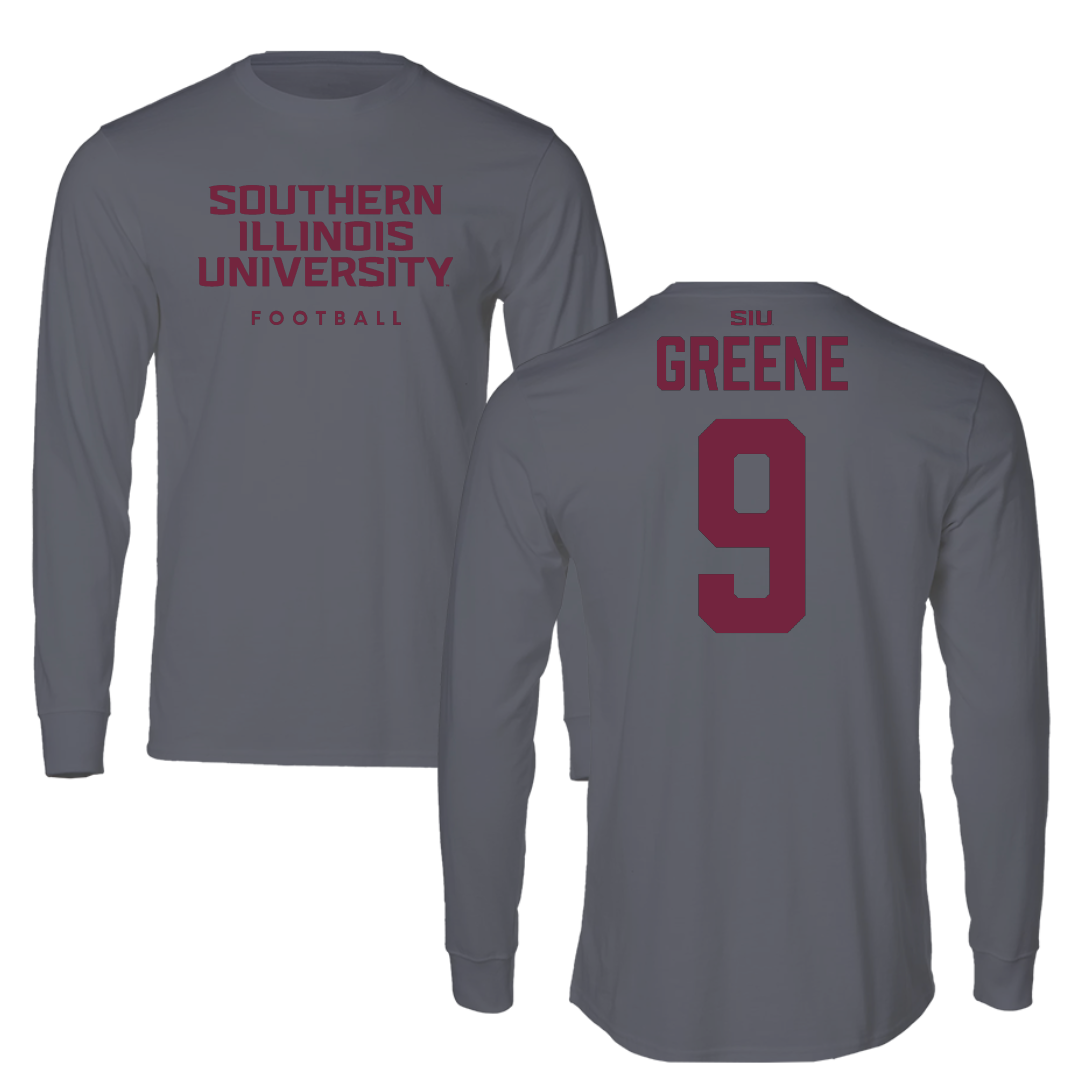 Southern Illinois University at Carbondale Football Gray Performance Long Sleeve - #9 Dewey Greene