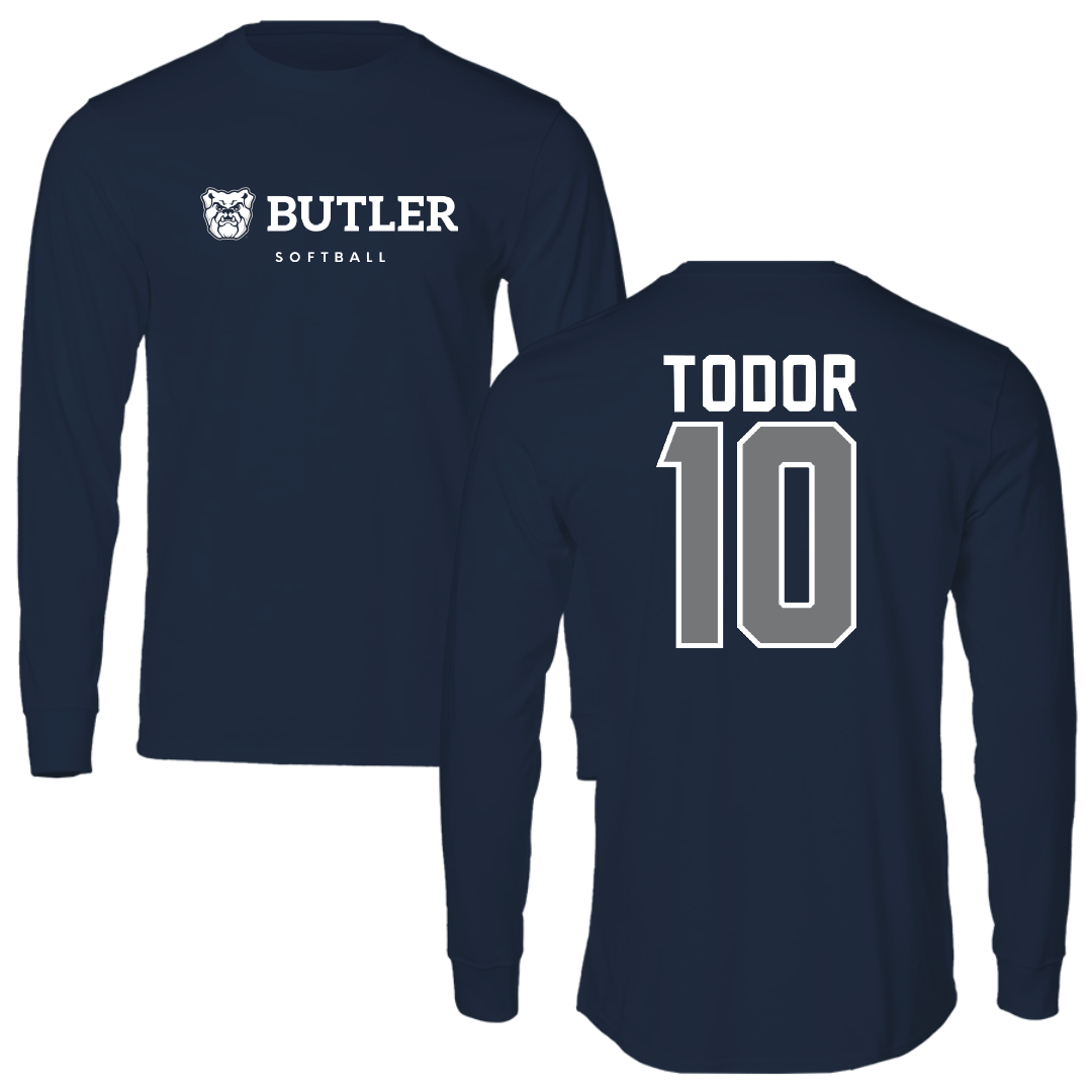 Butler University Softball Navy Long Sleeve - #10 Emily Todor