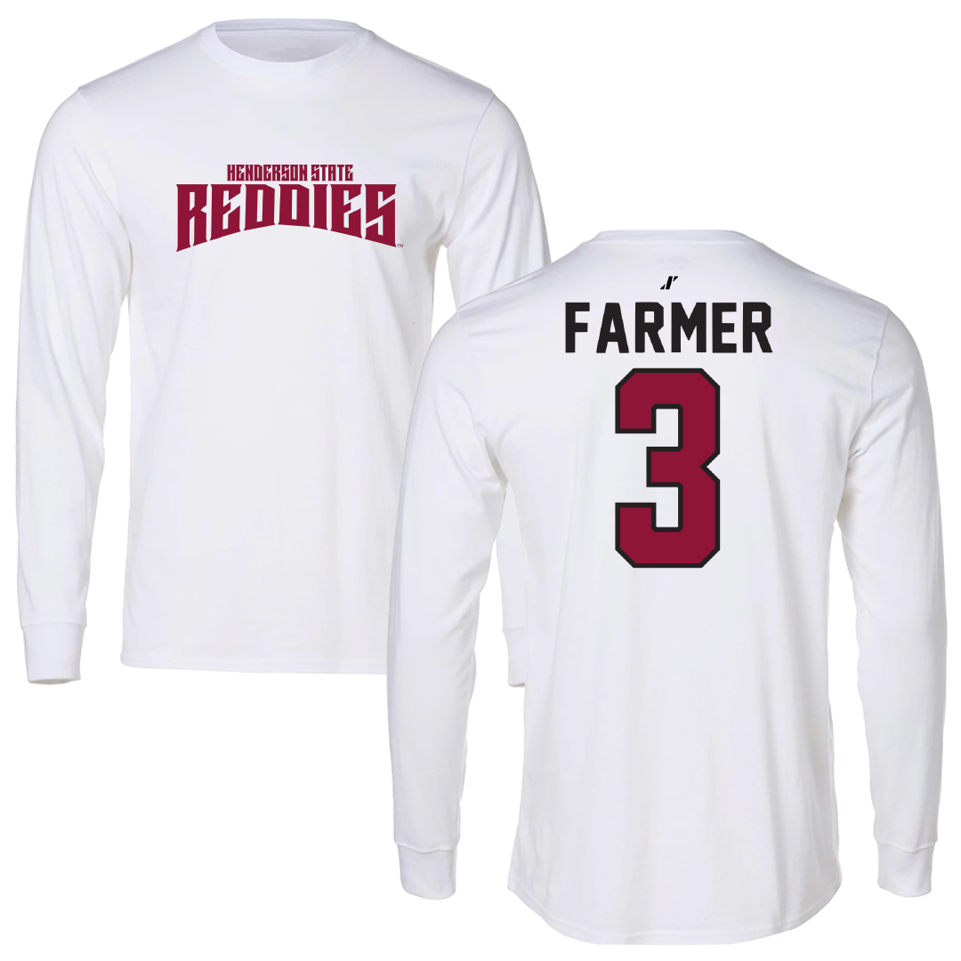 Henderson State University Basketball White Classic Performance Long Sleeve - #3 Chase Farmer