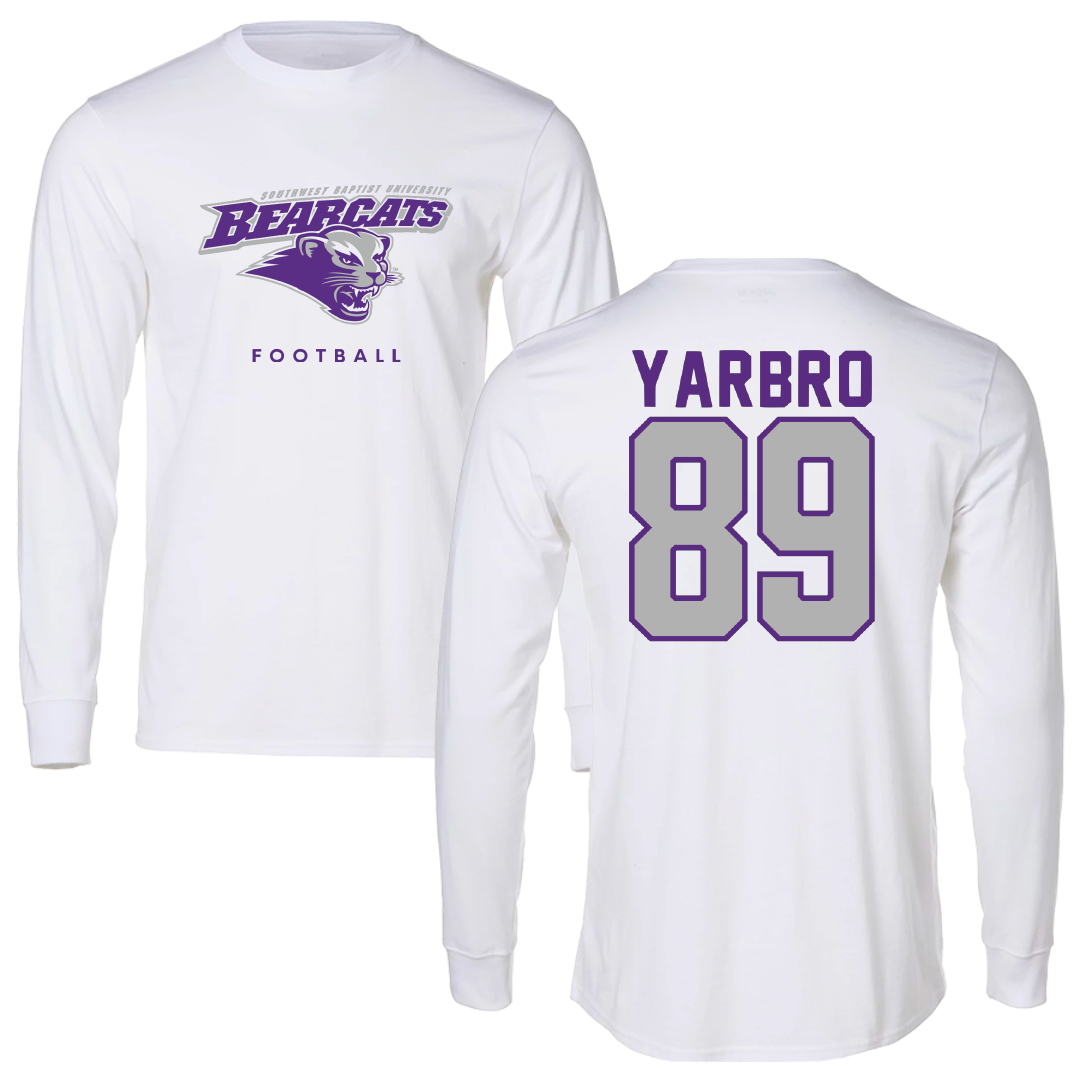 Southwest Baptist University Football White Performance Long Sleeve - #89 Blake Yarbro