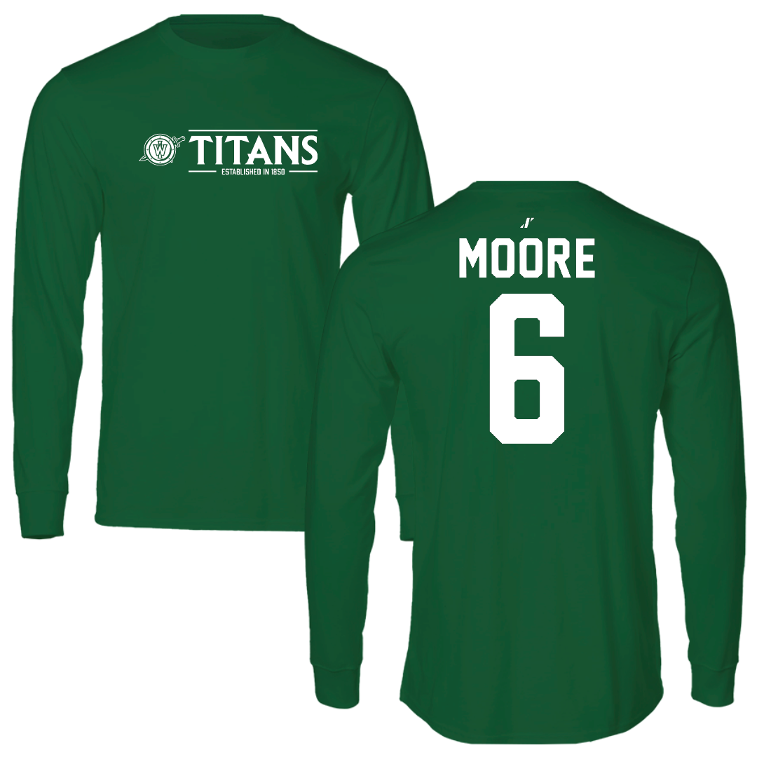 Illinois Wesleyan University Football Green General Long Sleeve - #6 Tre Moore