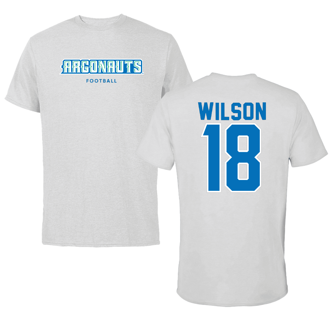 University of West Florida Football Light Gray Argonauts Performance Tee - #18 Tierra Wilson