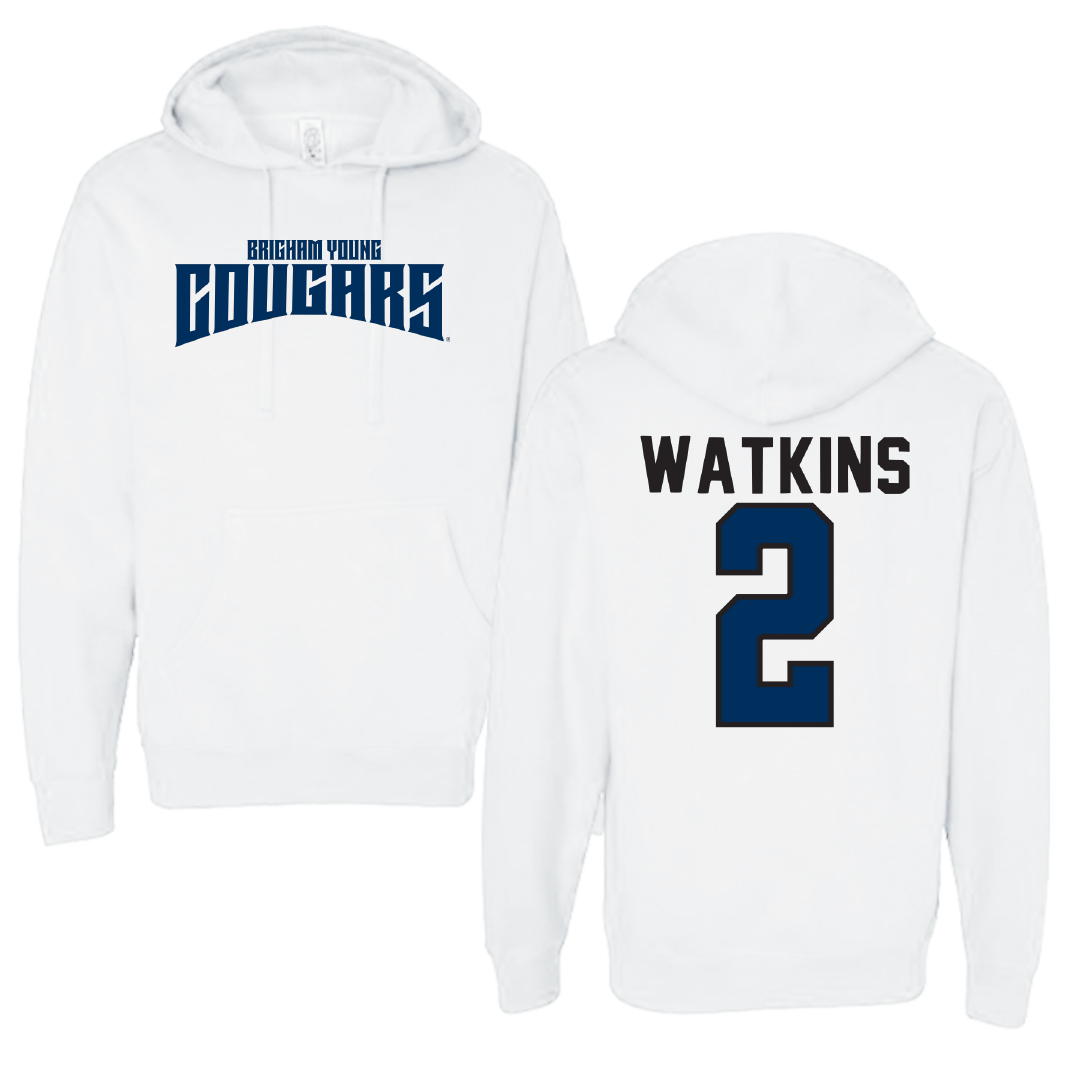 Brigham Young University Baseball White Classic Hoodie - #2 Brock Watkins