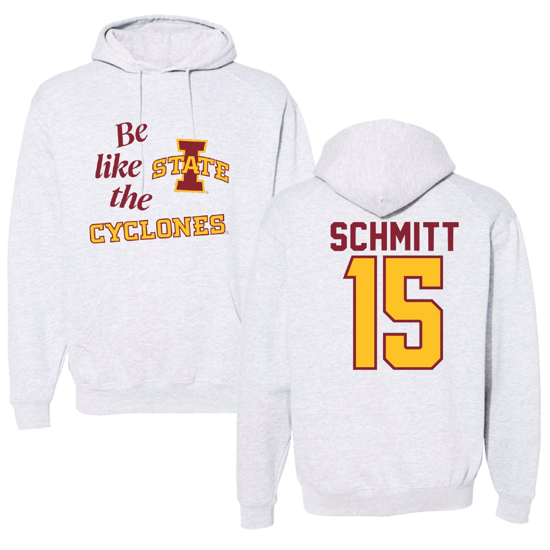 Iowa State University Volleyball Light Gray Be Like Us Hoodie - #15 Kiersten Schmitt
