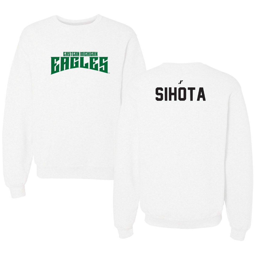 Eastern Michigan University Golf White Classic Crewneck - Bavake Sihota