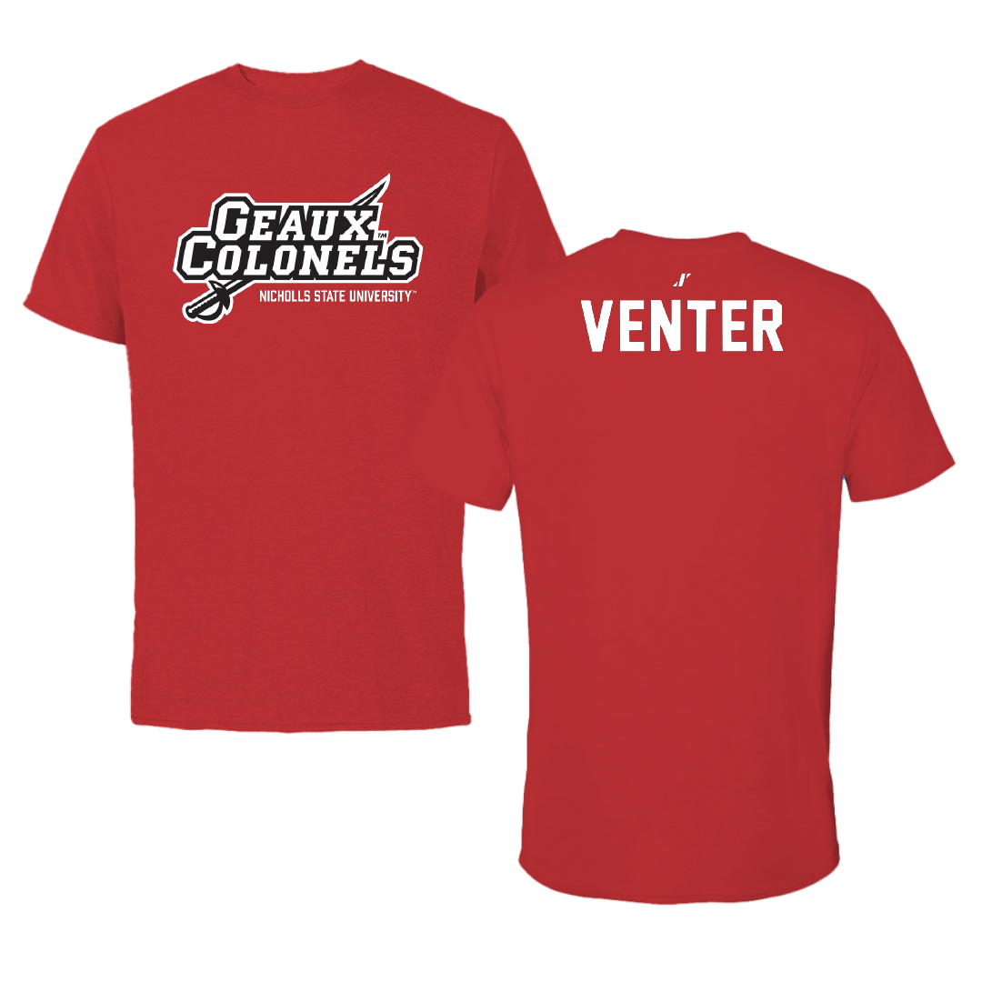 Nicholls State University Tennis Red General Tee - Gerhard Venter