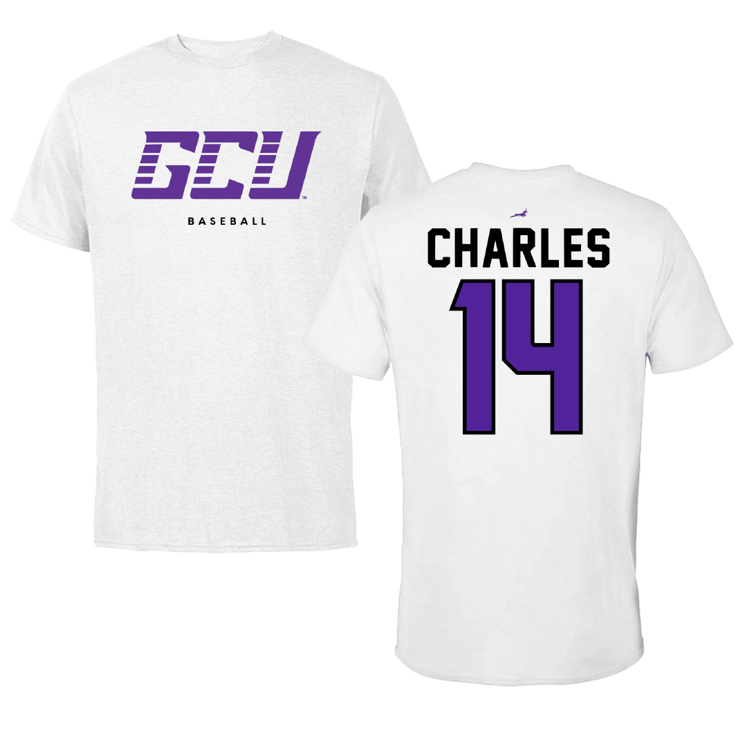 Grand Canyon University Baseball White Tee - #14 Max Charles