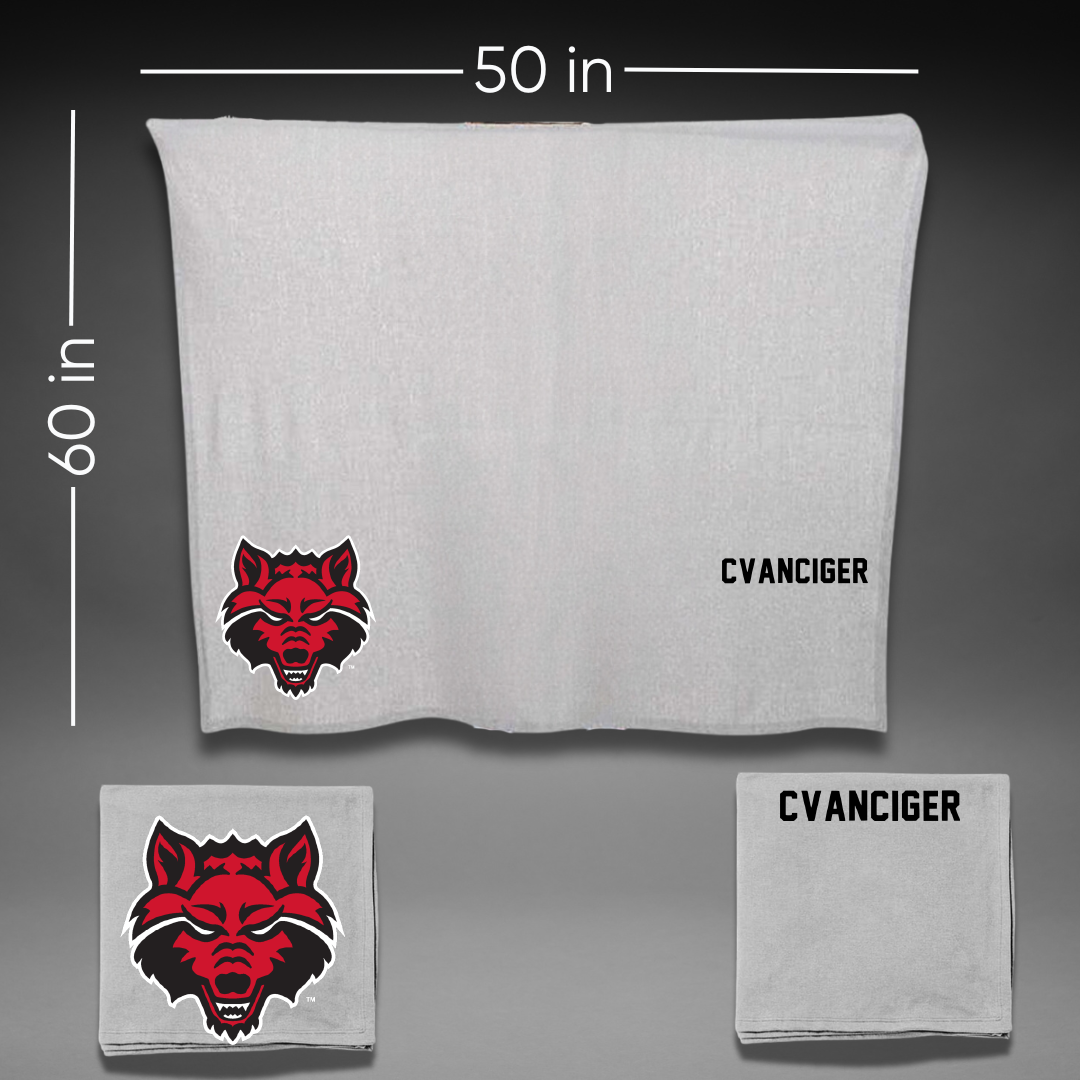 Arkansas State University Tennis Gray Blanket - Lilly Cvanciger