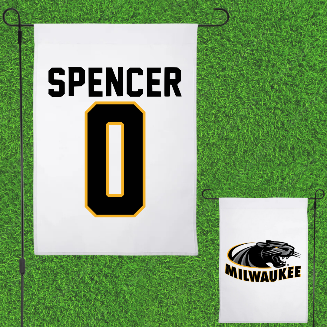 University of Wisconsin-Milwaukee Basketball White Garden Flag - #0 Pierce Spencer