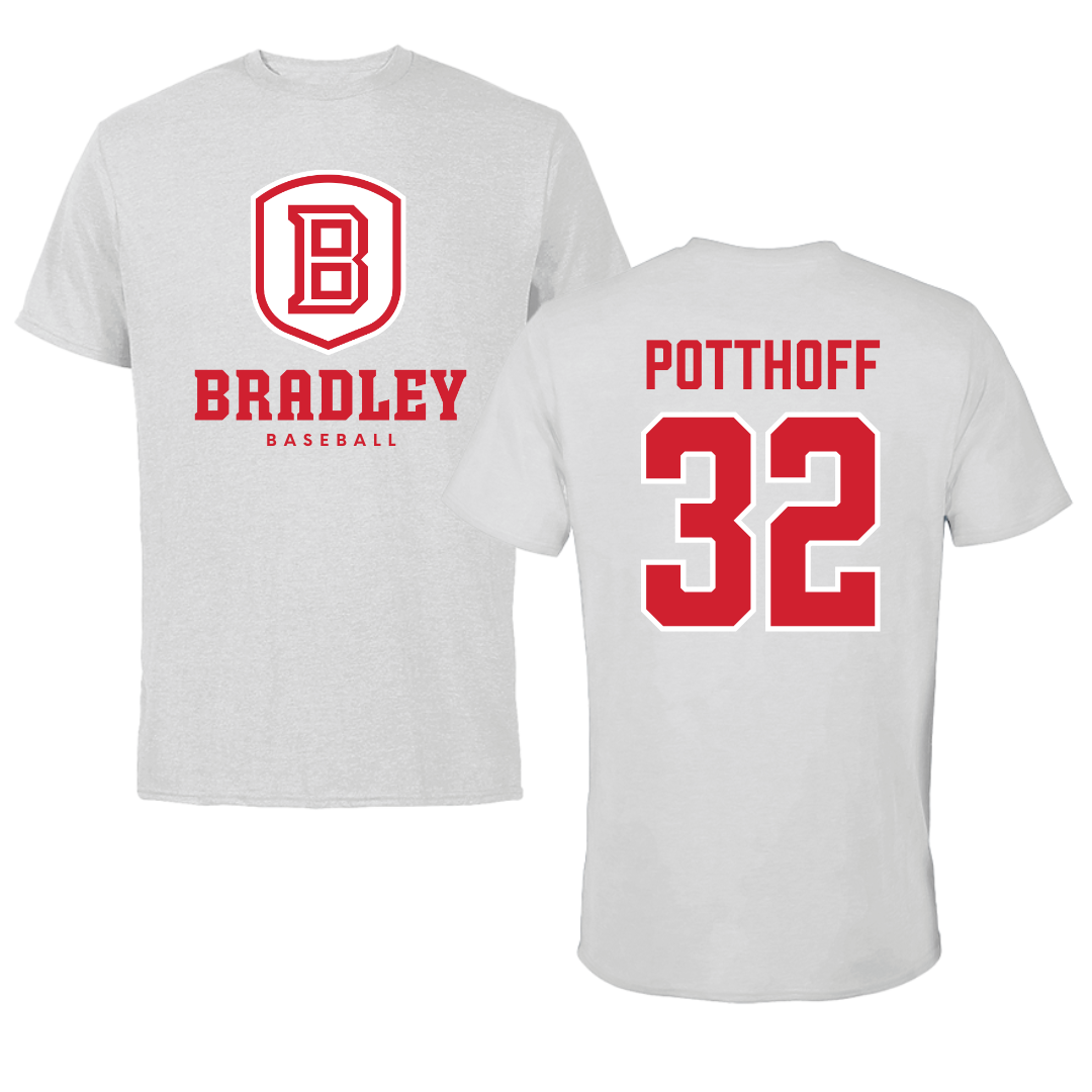 Bradley University Baseball Gray Performance Tee - #32 Anthony Potthoff