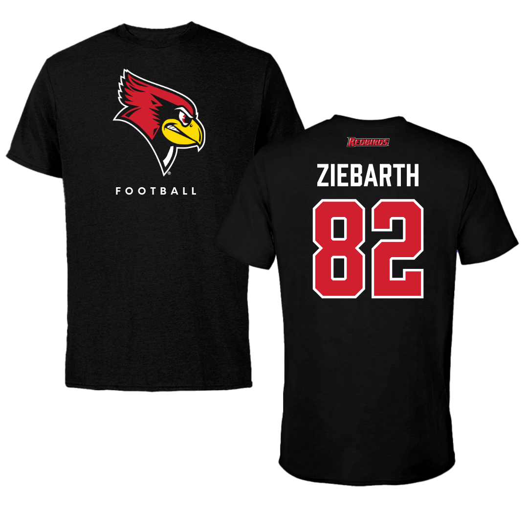 Illinois State University Football Black Performance Tee - #82 Max Ziebarth