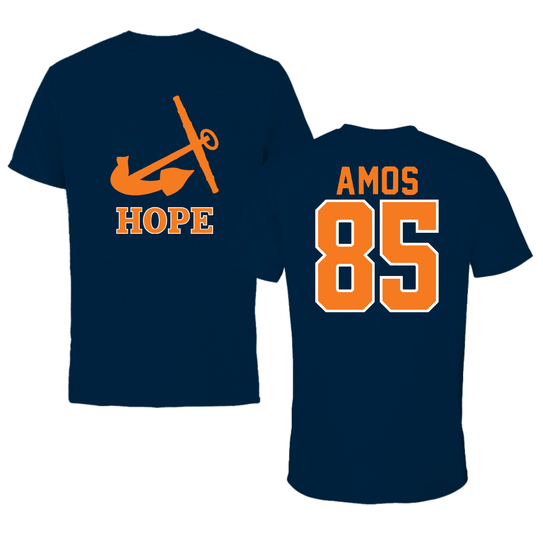 Hope College Football Navy Tee - #85 Braylen Amos