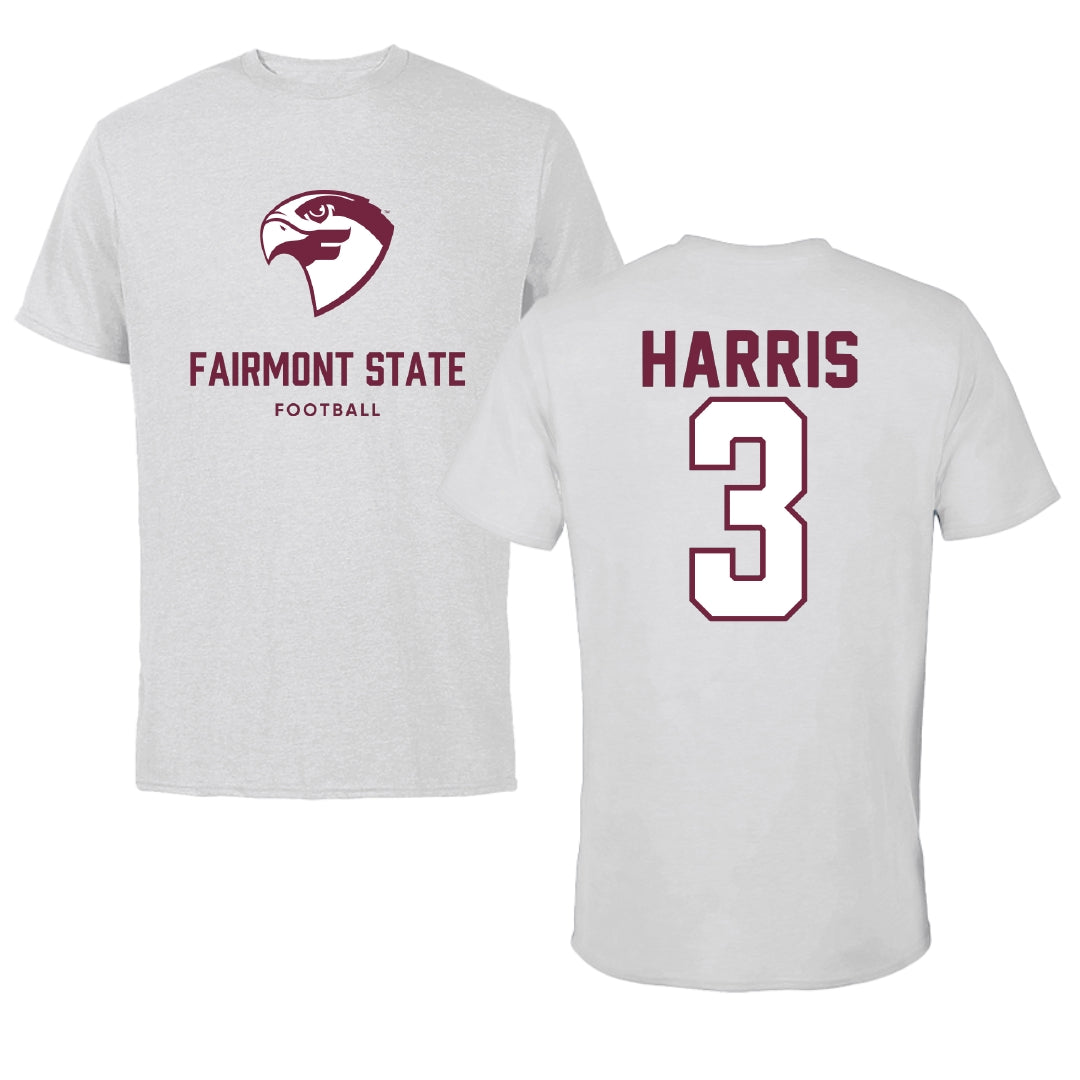 Fairmont State University Football Light Gray Performance Tee - #3 Kobe Harris