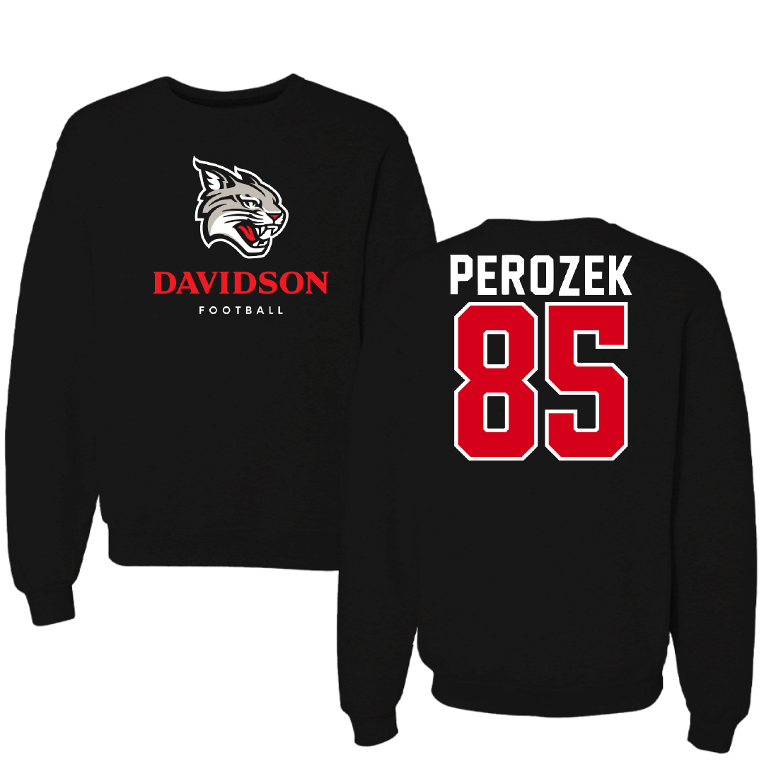 Davidson College Football Black Crewneck - #85 Jack Perozek