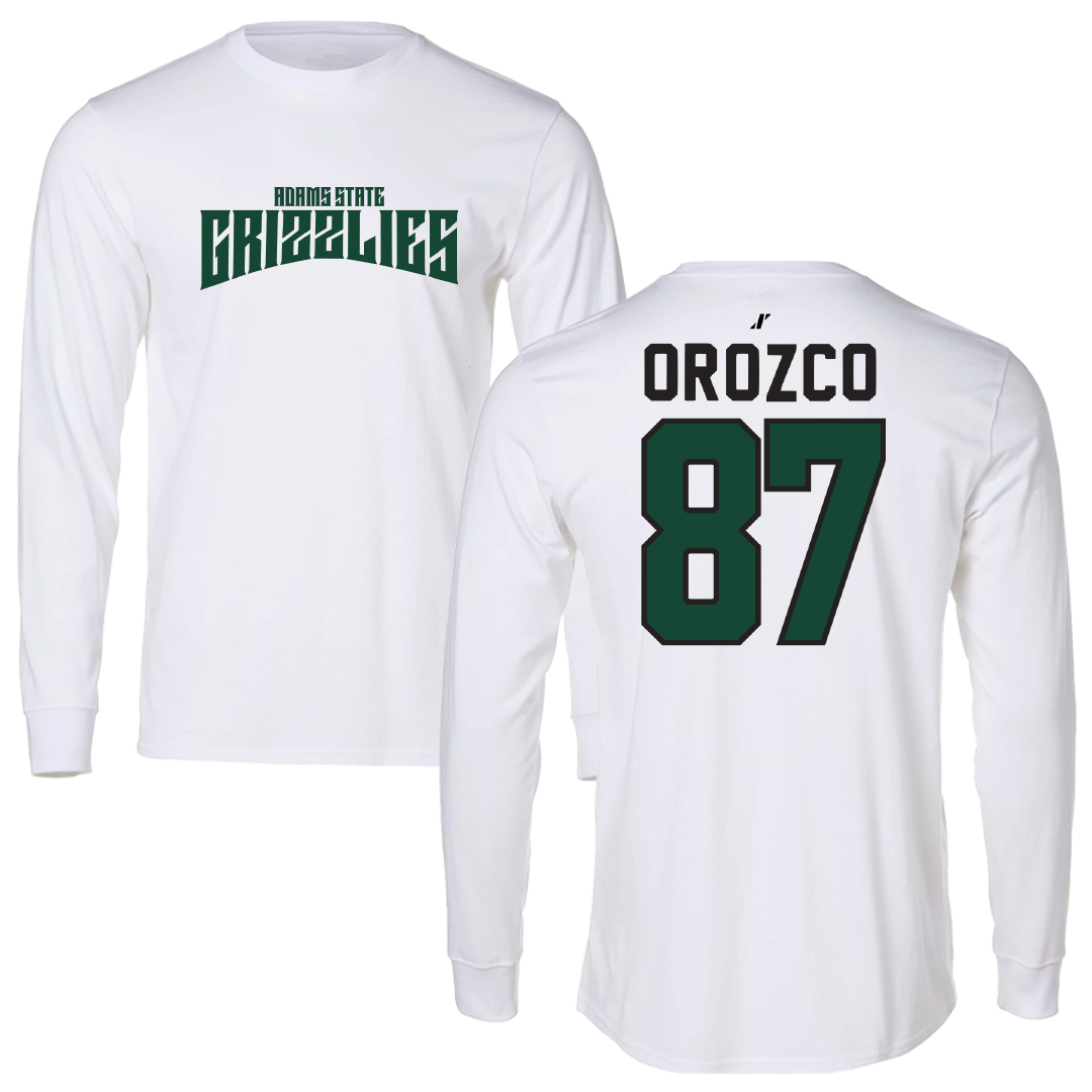 Adams State University Football White Classic Performance Long Sleeve - #87 Damien Orozco