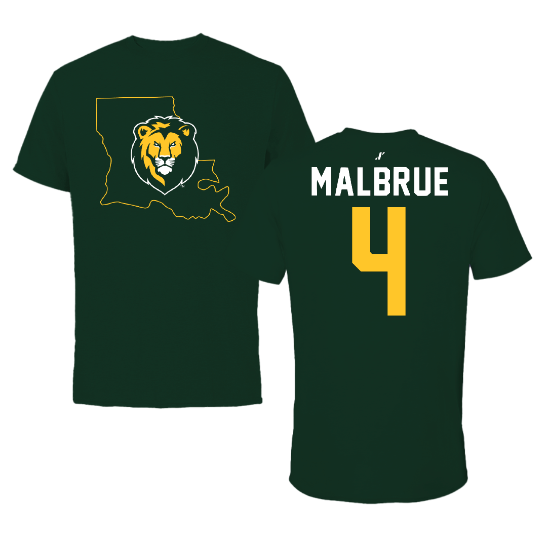 Southeastern Louisiana University Basketball Forest Green State Tee - #4 Jason Malbrue