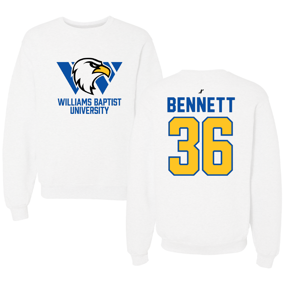 Williams Baptist University Baseball White Crewneck - #36 Benjamin Bennett