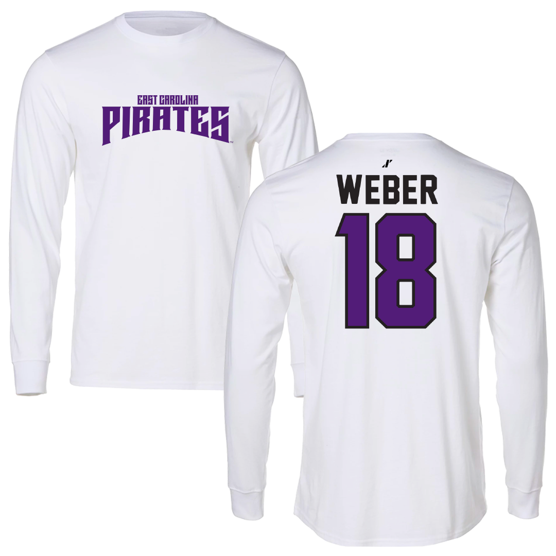East Carolina University Softball White Classic Performance Long Sleeve - #18 Michaela Weber