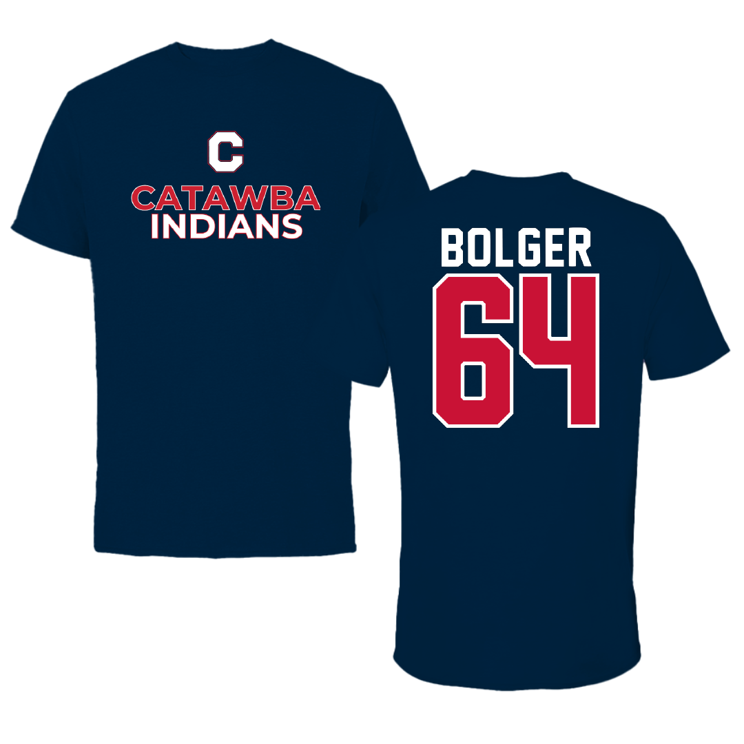 Catawba College Football Navy Performance Tee - #64 Sean Bolger