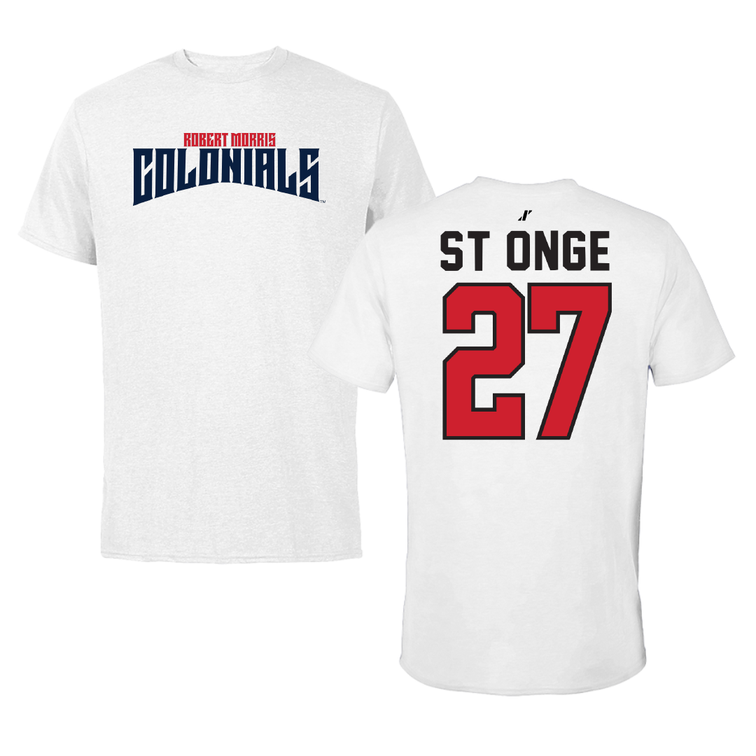 Robert Morris University Ice Hockey White Classic Performance Tee - #27 Rylee St Onge