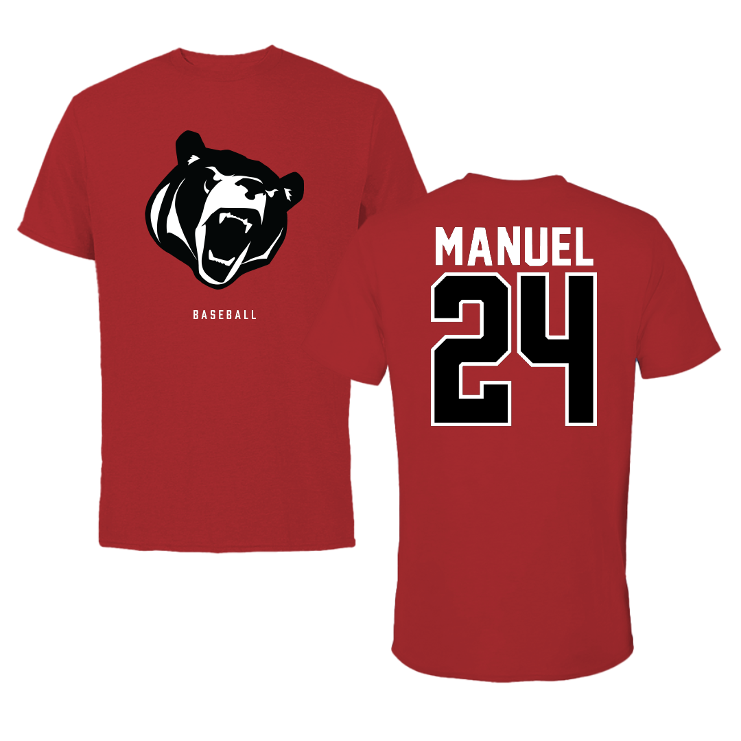Lenoir-Rhyne University Baseball Canvas Red Bears Tee - #24 Mark Manuel