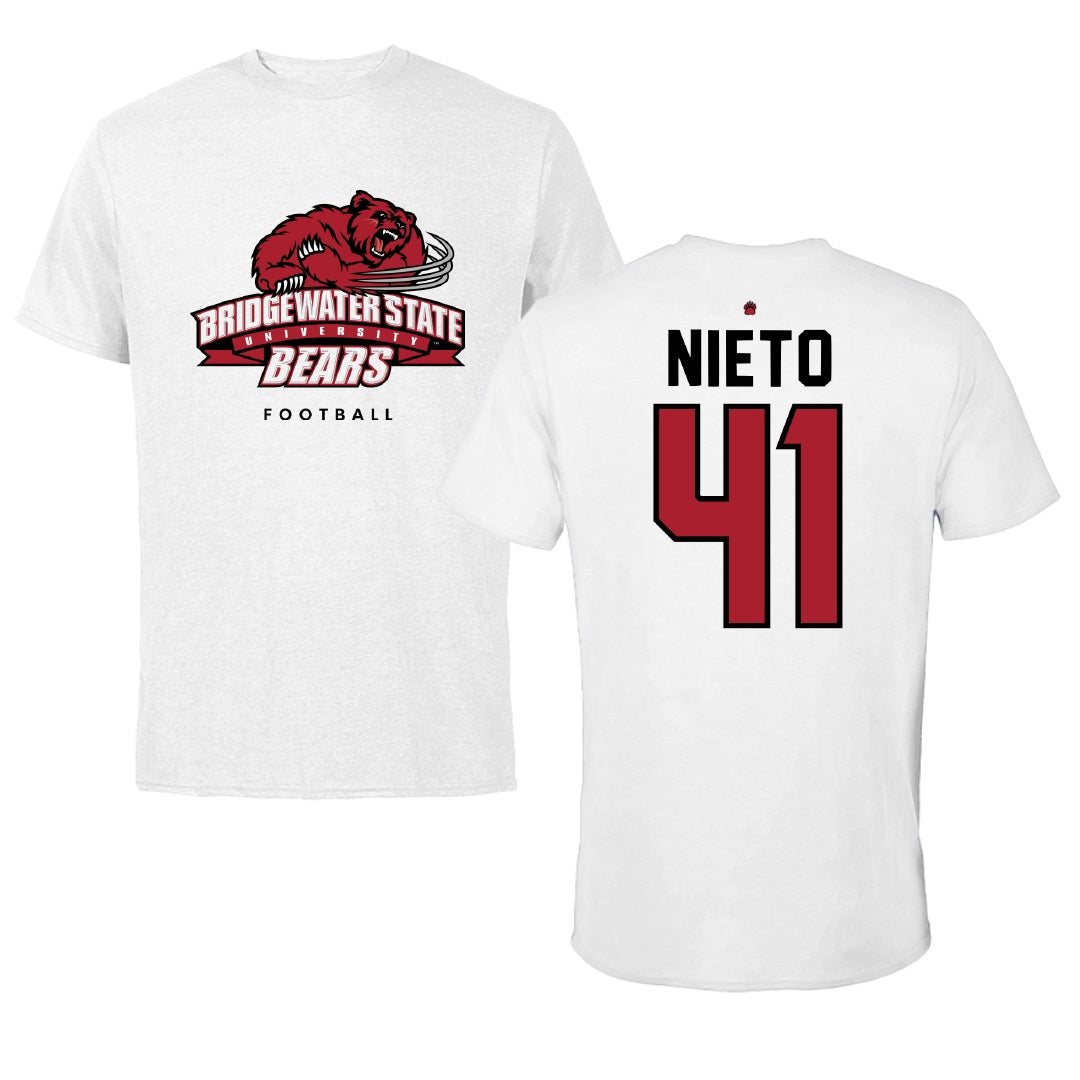Bridgewater State University Football White Performance Tee - #41 Dante Nieto