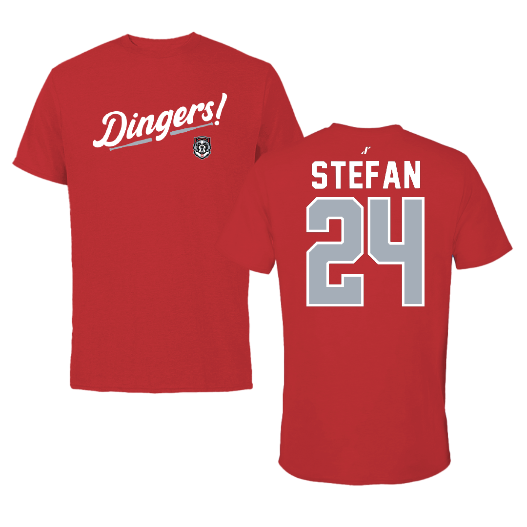 D'Youville University Baseball Red Dingers Tee - #24 Chris Stefan