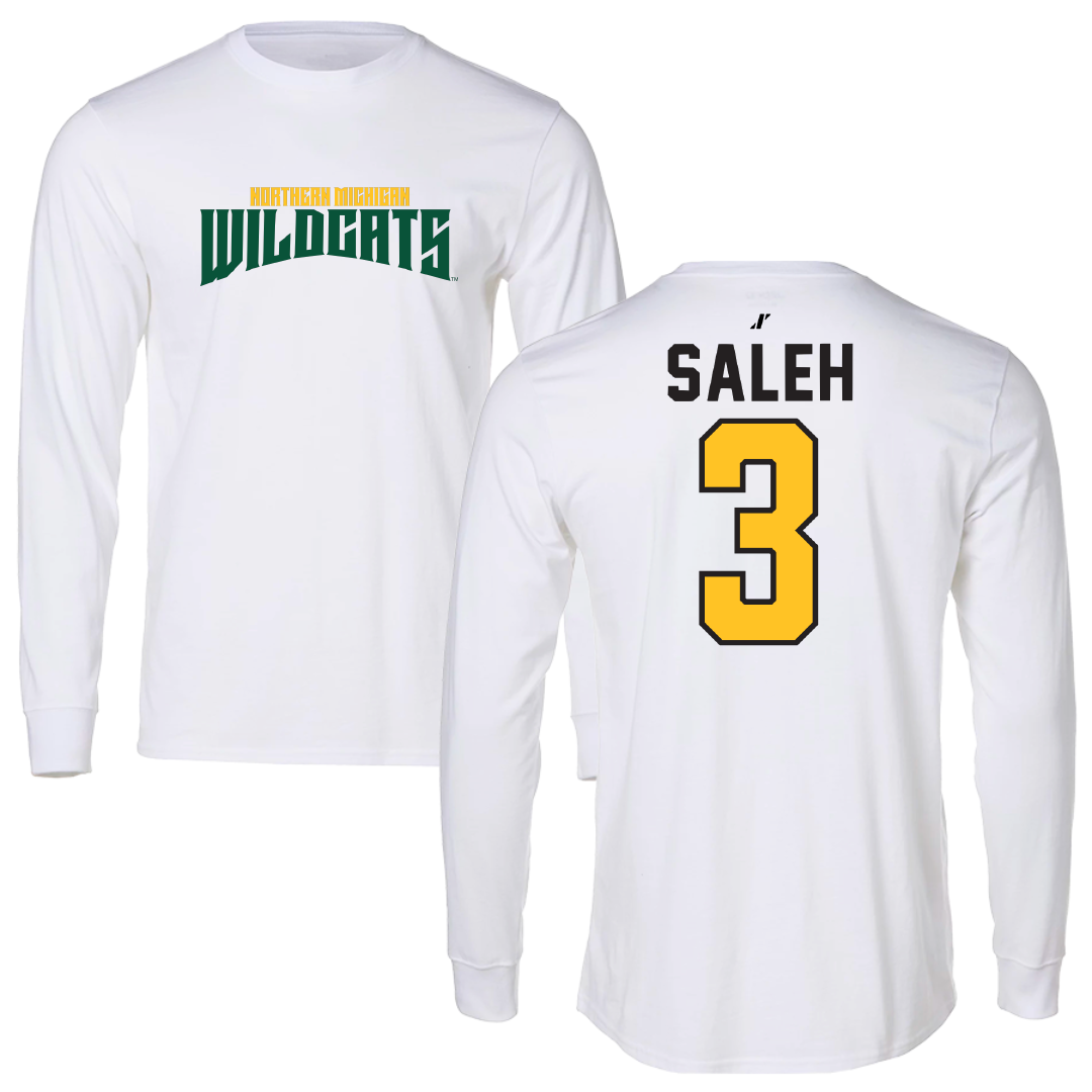 Northern Michigan University Football White Classic Long Sleeve - #3 Adam Saleh