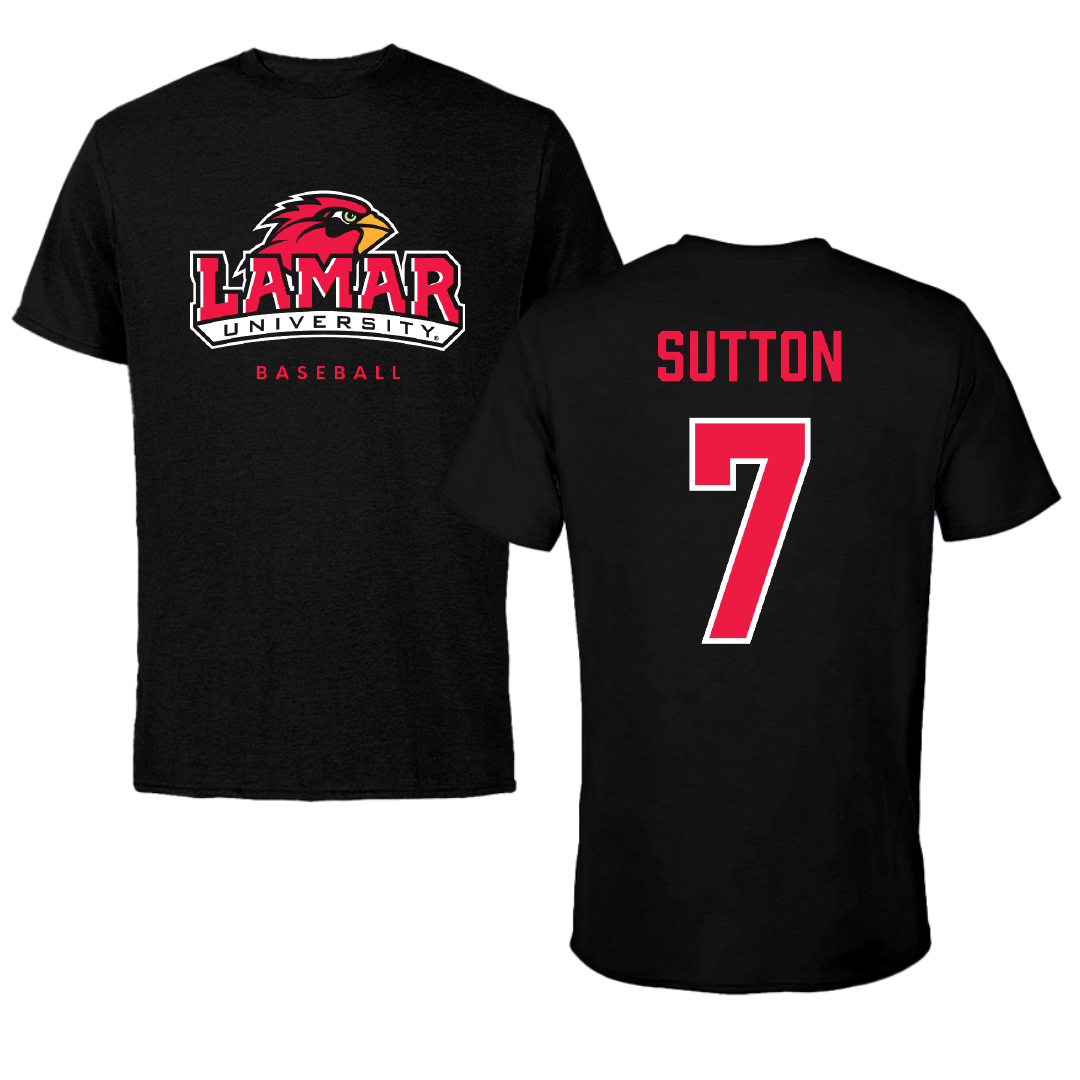 Lamar University Baseball Black Performance Tee - #7 Carter Sutton